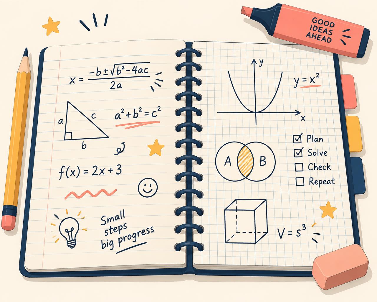 Open Jotmee notebook with math doodles